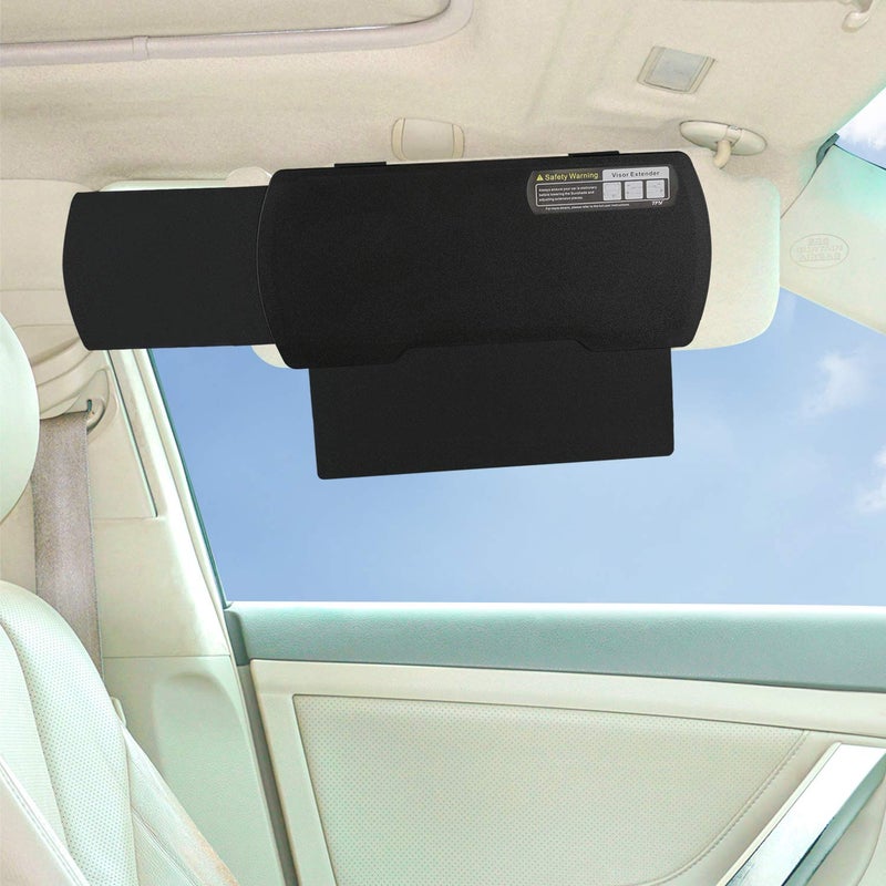 TFY Car Visor Extender TFY Anti-Glare Sun Visor Extender Windshield and Side Window Sunshade and UV Rays Blocker (1 Piece) (Black) - Image 4